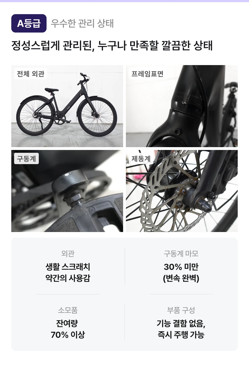 A등급 우수한 관리 상태 안내