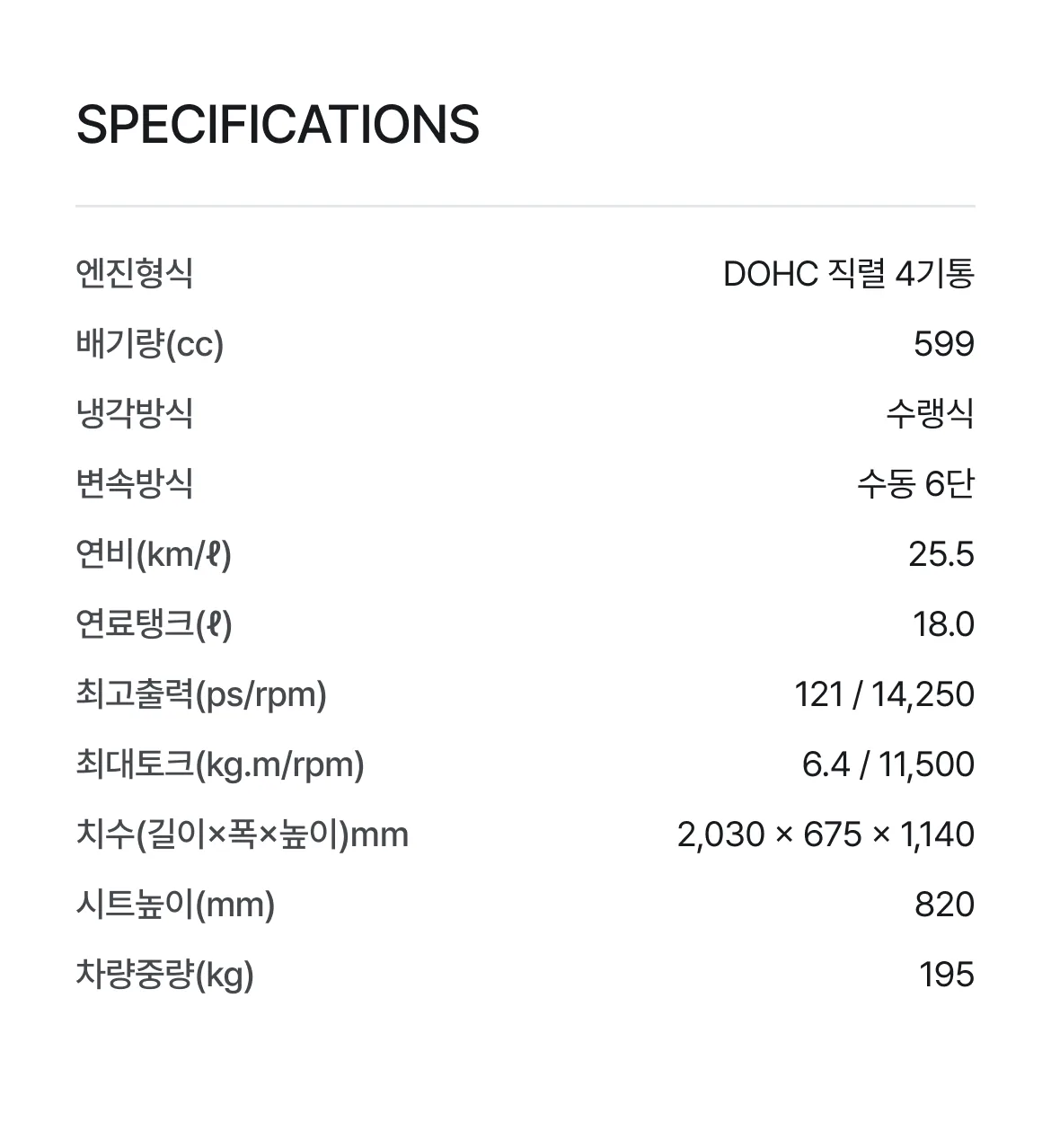 스펙 정보